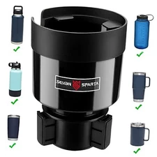 Seven Sparta Car Cup Holder Expander with Adjustable Base, Medium*1 Black
