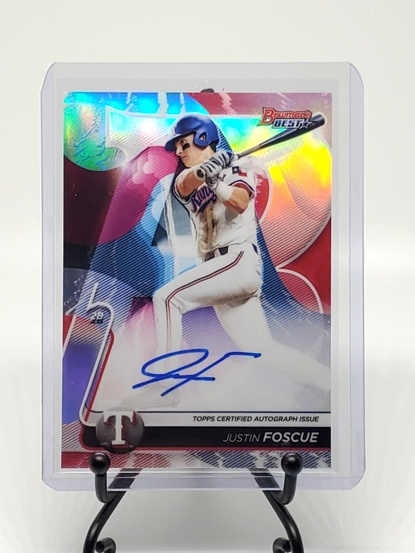 Justin Foscue 2020 Bowman's Best #B20JF Best of 2020 Autograph Refractor RANGERS