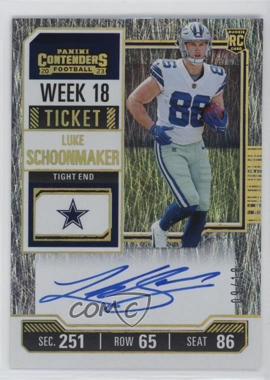 2023 Contenders RPS Week 18 Ticket 9/18 Luke Schoonmaker #123 Rookie Auto RC v9t