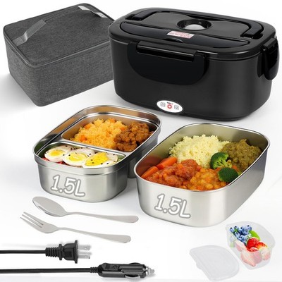 Electric Lunch Box for Adults - 1.5L Single/Double Layer Stainless Steel Food...