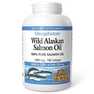 Natural Factors Wild Alaskan Salmon Oil Provides Omega-3, EPA, DHA & Vitamin ...