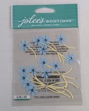 NEW Jolee's Boutique Dimensional Stickers - Blue Jeweled Flowers SPJC014