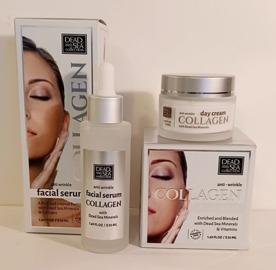 Dead Sea Collection Collagen Day Cream & Facial Serum Set New