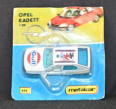 Vintage Metalcar Opel Kadett E Gulf Racing 1:58 Scale Diecast Car Hungary Carded