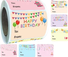 Happy Birthday Gift Tags Name Stickers 1.5 x 2 2x1.5 Inch, Rectangle 