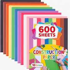 Construction Paper Assorted Colors, 10 Bright Colors, 9  X12  Bulk Craft Paper, S