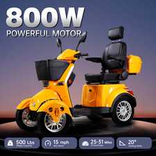 800W 4-Wheel Power Mobility Scooter Heavy Duty All-Terrain Electric Scooter
