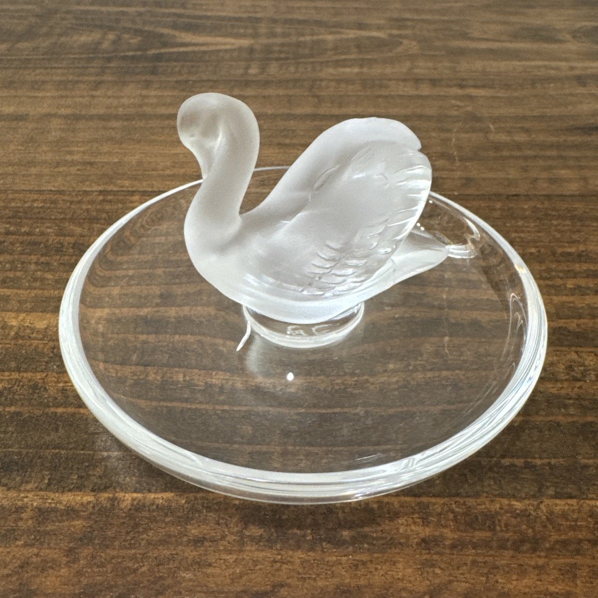 Lalique Frosted Clear Glass Swan Ring Dish Tray Made in France | eBay