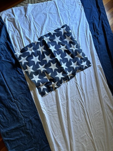 BLUE DENIM TWiN Bedskirt Split Corners Einzelbett & Star Pillow Sham 4. Juli - Bild 4 von 10