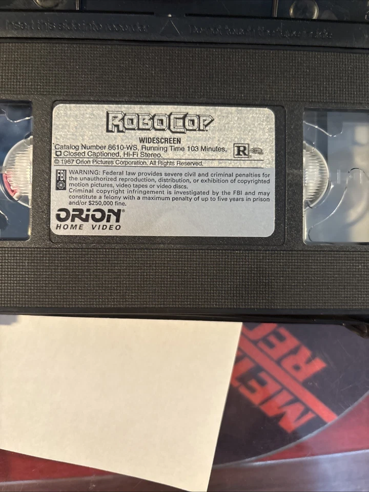 RoboCop VHS Tape RARE HARDSHELL CASE (1987 Release) Orion Home Video - Image 3 of 3