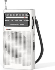 Small Radios Portable AM FM Transistor radios 2AA Battery Operated with White