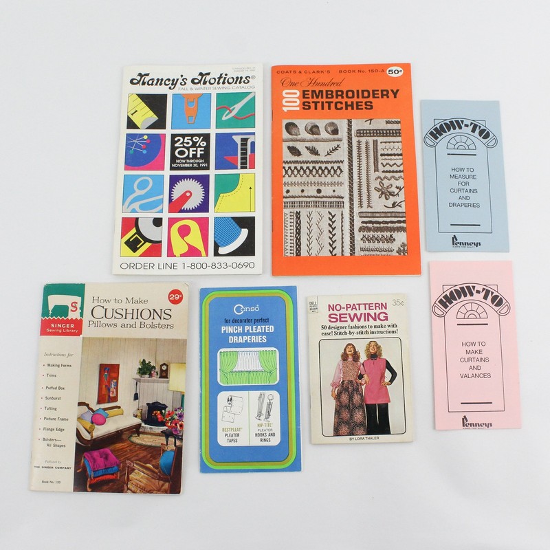 Lot 7 Vintage Sewing Booklets Singer Coats&Clark's Penneys Conso Nancy's