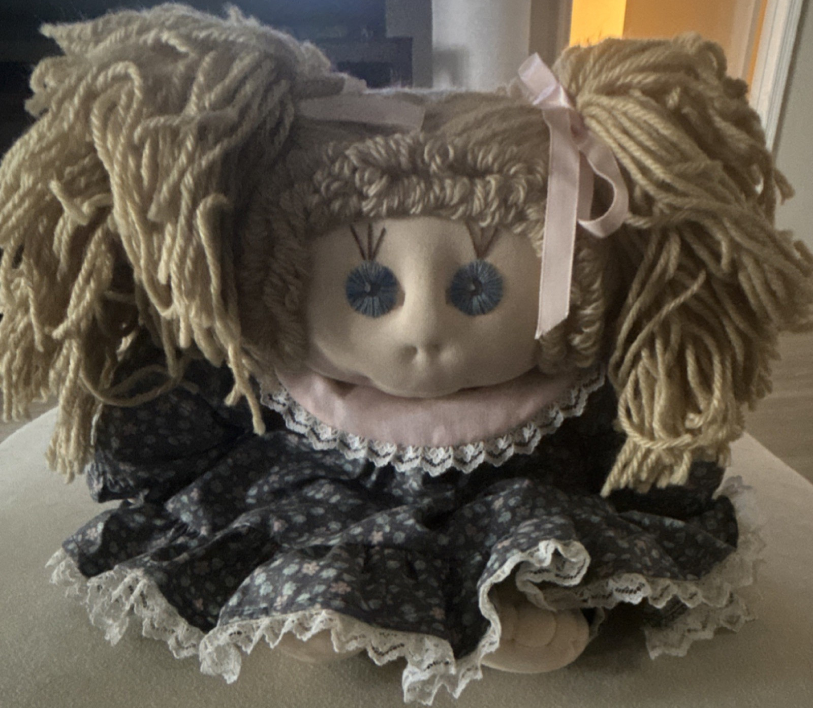 Cabbage Patch Kids Little People Soft Sculpture Brown Hair blue Eyes Girl Doll