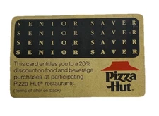 Pizza Hut Senior Saver Discount Gold Card Vintage Paper Memorabilia