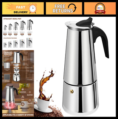 Stainless Steel 2 Cup Moka Pot Espresso Maker - Stovetop Percolator for Home & C