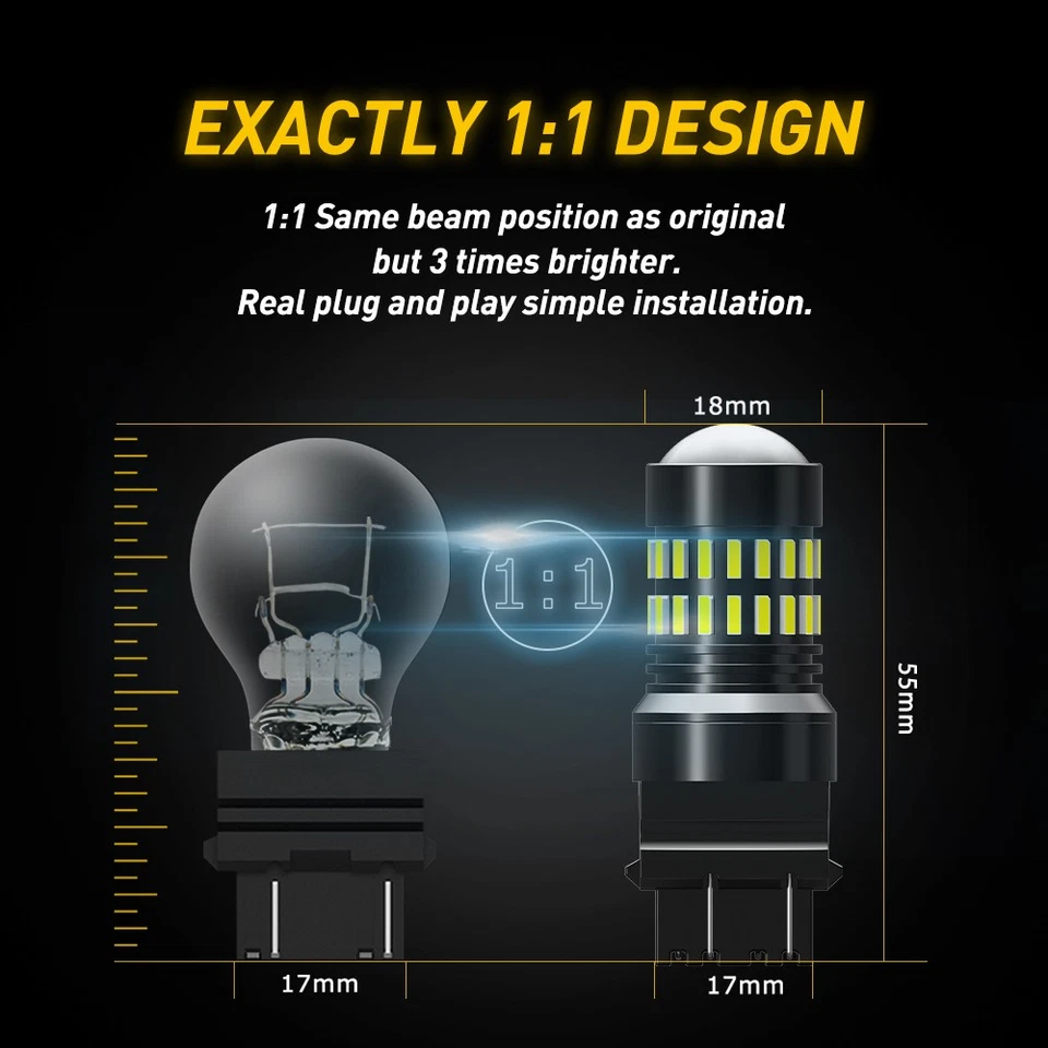 Bombilla de luz inversa LED intermitente 6000K blanca para Chevy Silverado 1500 2X 3157 Foto 4 de 4