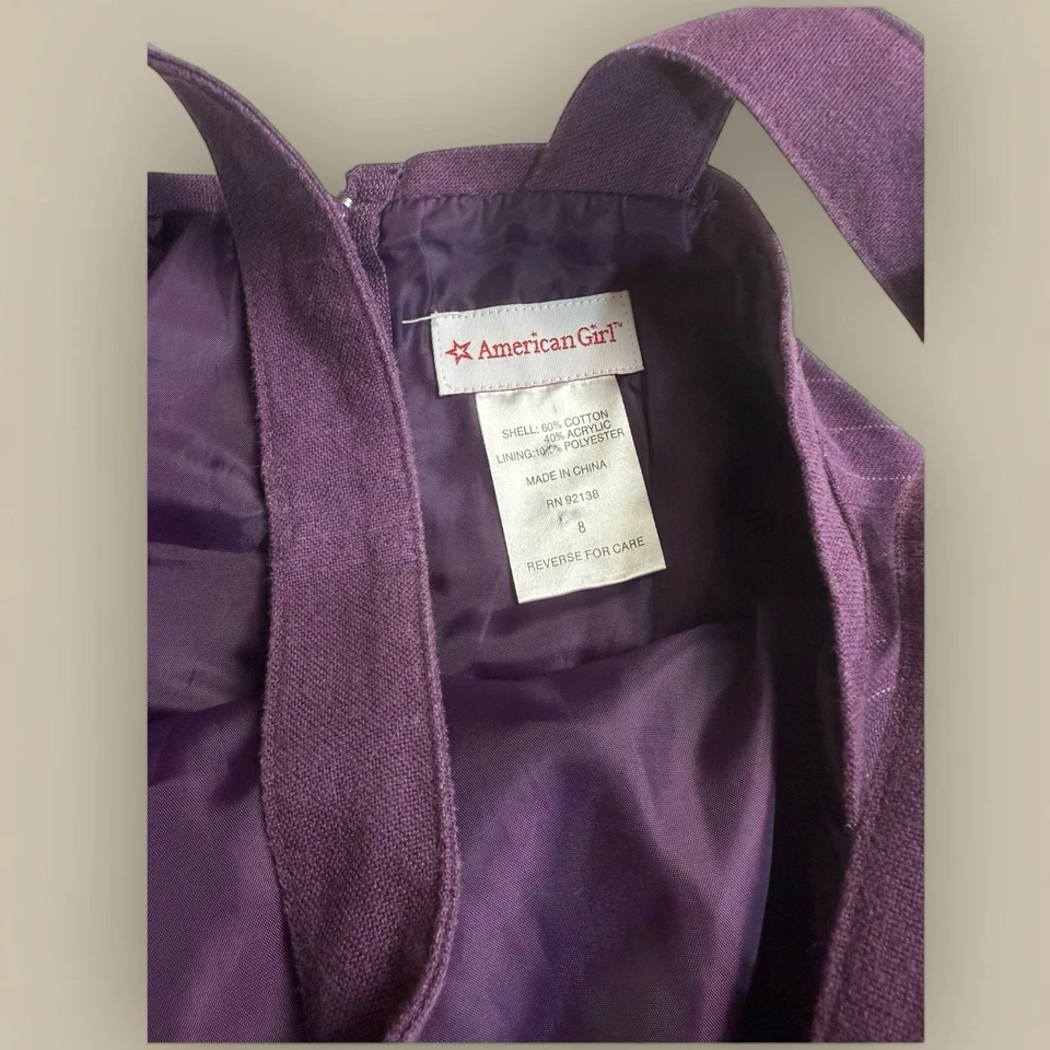 Y2K American Girl Jumper Dress Size 8 Purple Pinstripes Corset Front Tank Top - Image 4 of 4