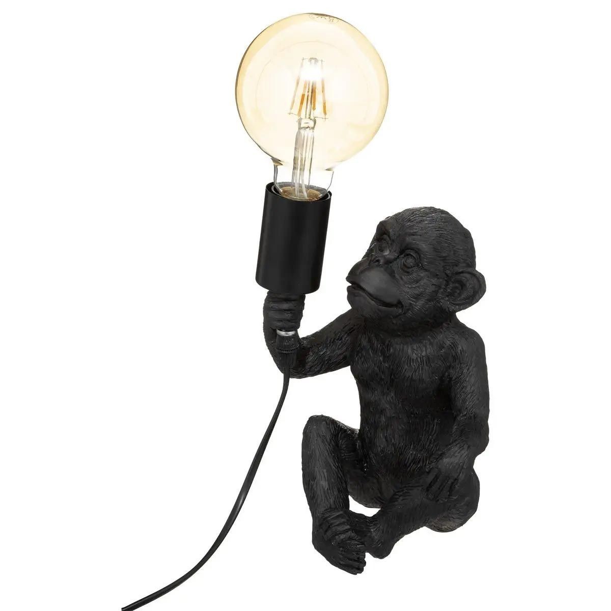 Lampe à Poser Singe 24cm Noir en Résine pour Bureau