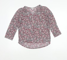 H&M Womens Multicoloured Floral Blouse Size S 3/4 Sleeve V-Neck