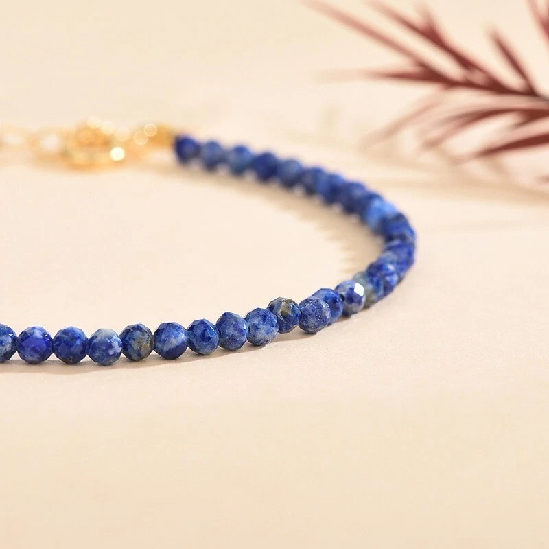 Natural Lapis Lazuli Stone Dainty Bracelet Blue Gemstone Bracelet Minimalist - Image 2 of 4