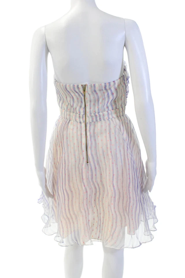 Vestido Manoush Para Mujer Cuello Corazón Cremallera Sin Mangas Rayas Lunares Blanco Talla Foto 3 de 4