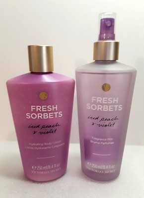 Victoria's Secret Fresh Sorbets Fragrance Mist Lotion 8.4oz Iced Peach & Violet