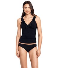 Lauren Ralph Lauren Women s Beach Club Solid Ruffle Underwire Tankini Top Black