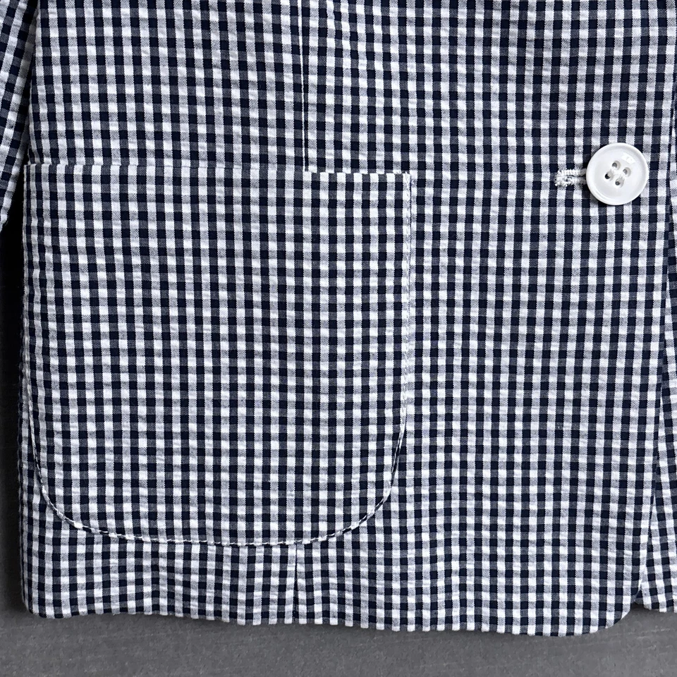 Blazer Nine West Mujer 6 Azul Marino Blanco Guinga Seersucker Chaqueta Trabajo Oficina Foto 3 de 4