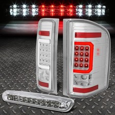 FOR 07-14 CHEVY SILVERADO 3D C-BAR TAIL+LED 3RD THIRD BRAKE/CARGO LIGHT CHROME