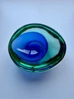 Murano Glass (Cenedese?) Biomorphic Geode Blue/Green  4.75" Mid Century Vintage