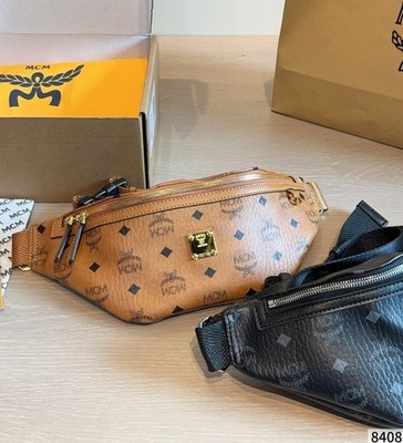 MCM Visetos Kognac Monogramm Gürteltasche Bauchtasche Crossbody Tasche DE