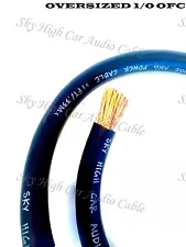 10 ft OFC 1/0 Gauge Oversized BLACK Power Ground Wire Sky High Car Audio