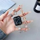 Bling Four Leaf Clover Design Watch Band Chain For Apple Watch Series 10/9/8/7/6