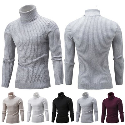 Mens Casual-Slim Turtleneck Sweater 