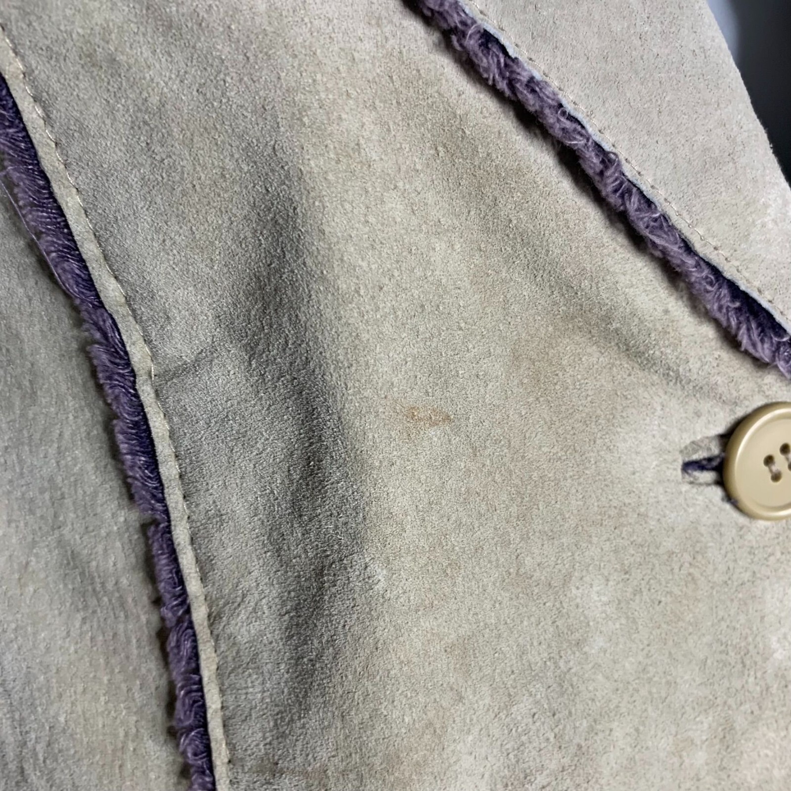 Vintage Leather Patchwork Jacket M Beige Corduroy… - image 3