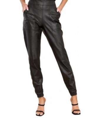 Spanx Black Faux Leather Joggers Pants XS