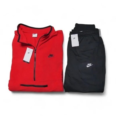 Nike Club Men's Size 4XL Sweatsuit Polar Fleece Tracksuit Red Black Matching NWT
