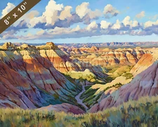 Badlands colorful eroded formations oil painting 8x10 Print