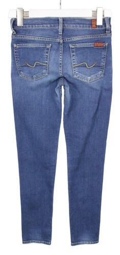7 For All Mankind Givenevene Jeans Damen W24 Schnurrhaare Gebleichtes Denim Blau - Bild 2 von 8