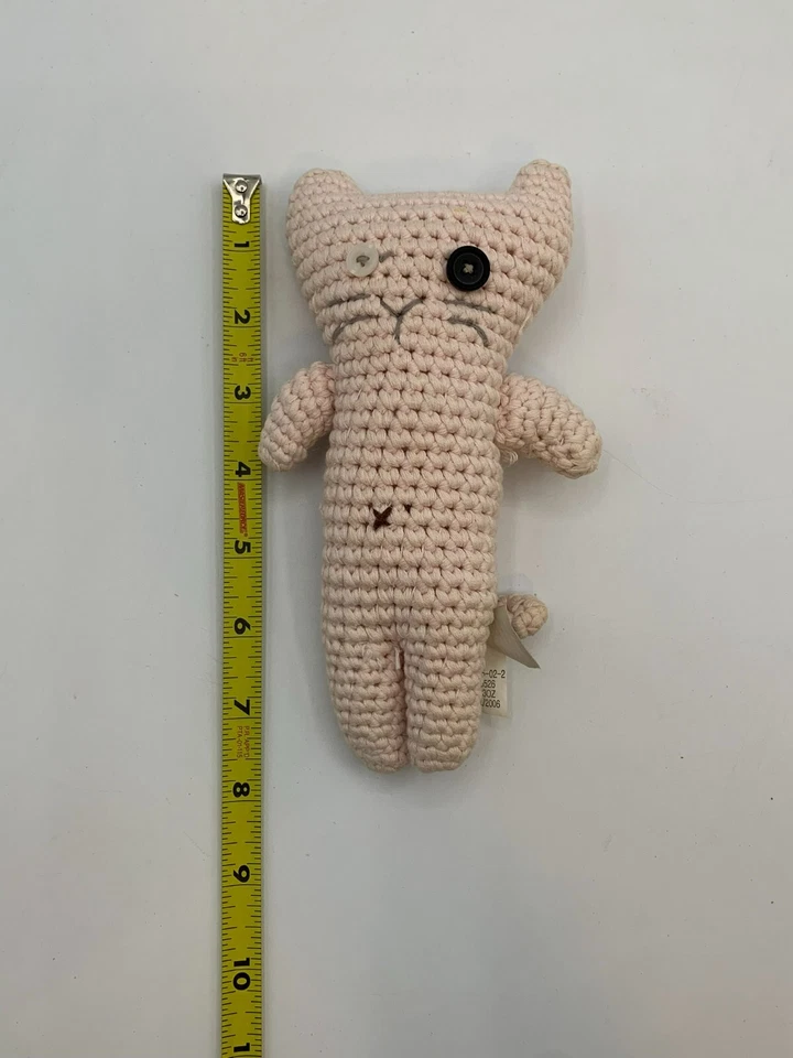 Rare Old Navy Cat Baby Pink Plush Knitted Button Plush Stitch Kitten Crochet - Image 2 of 4