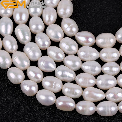 5-6mm Oval Real Cultrued Freshwater Pearl Beads for Jewelry Making 15" Strand