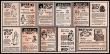 AD LOT OF 11 1890 'S  ADS BEST CO BABY DRESSES GOWNS HATS HAMPER