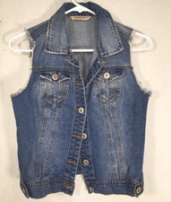 HIGHWAY JEANS Women s Vest Denim Frayed Size small