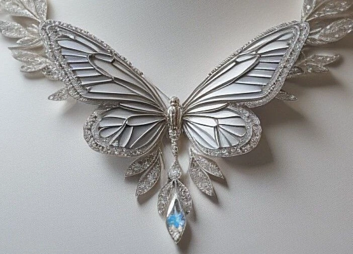 Collar para mujer 935 plata con zafiro simulado y esmalte con forma de mariposa Foto 3 de 4