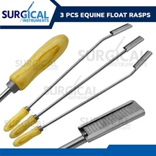 Set of 3 Equine Dental Float Rasp Down, Up, & Straight Veterinary German Grade