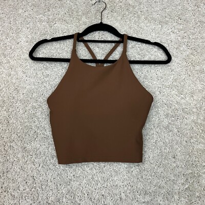 Old Navy Active Powersoft Sports Bra Womens Small Brown Longline Activewear Yoga