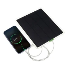 5W Portable Solar Panel Charger with DC 12V & 5V USB Output for Battery Charging