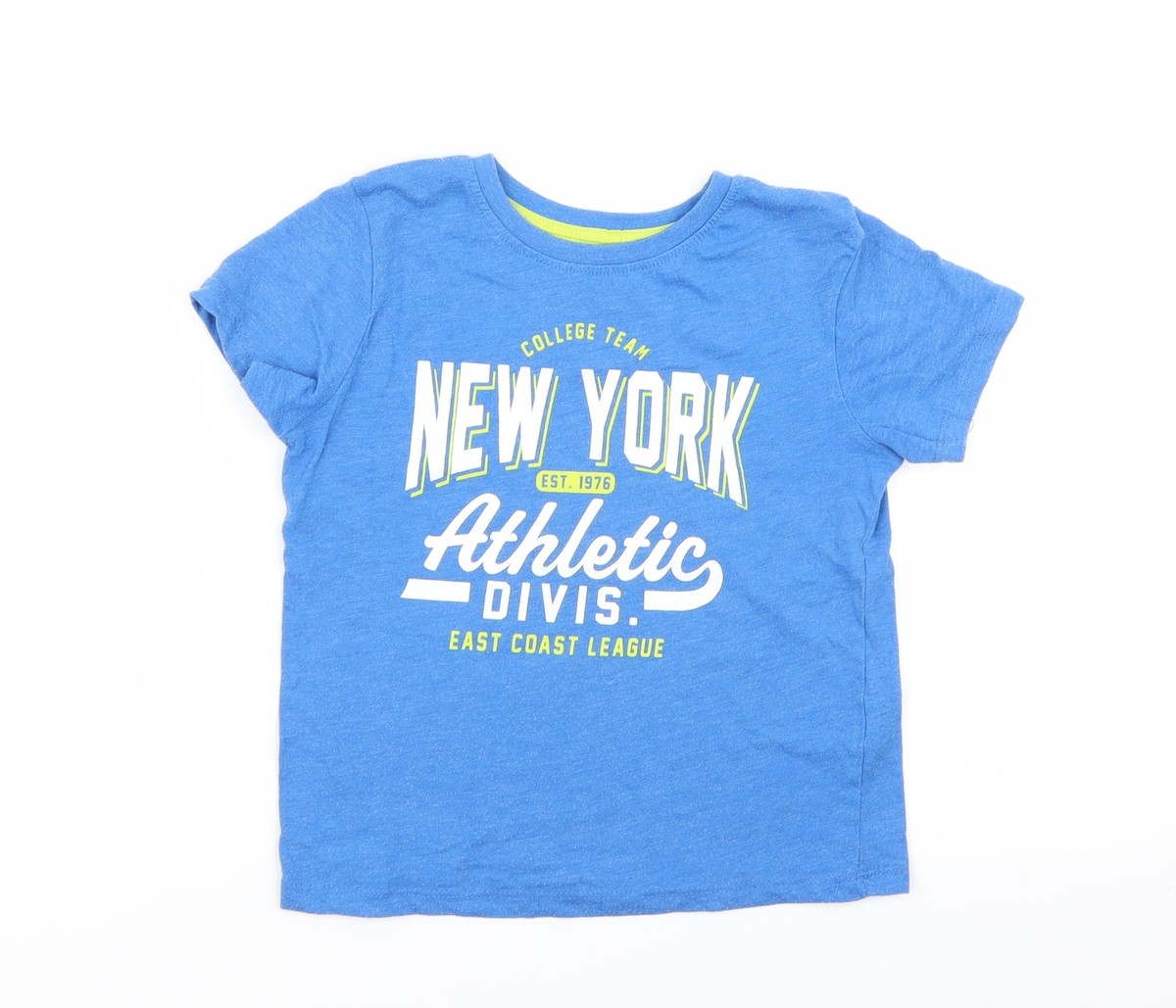 T-shirt décontracté en coton à col bordé - Bleu - Homme
