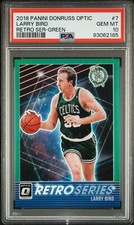 Larry Bird /5 SP 2018 Donruss Optic Retro Series #7 GREEN HOLO PRIZM PSA 10