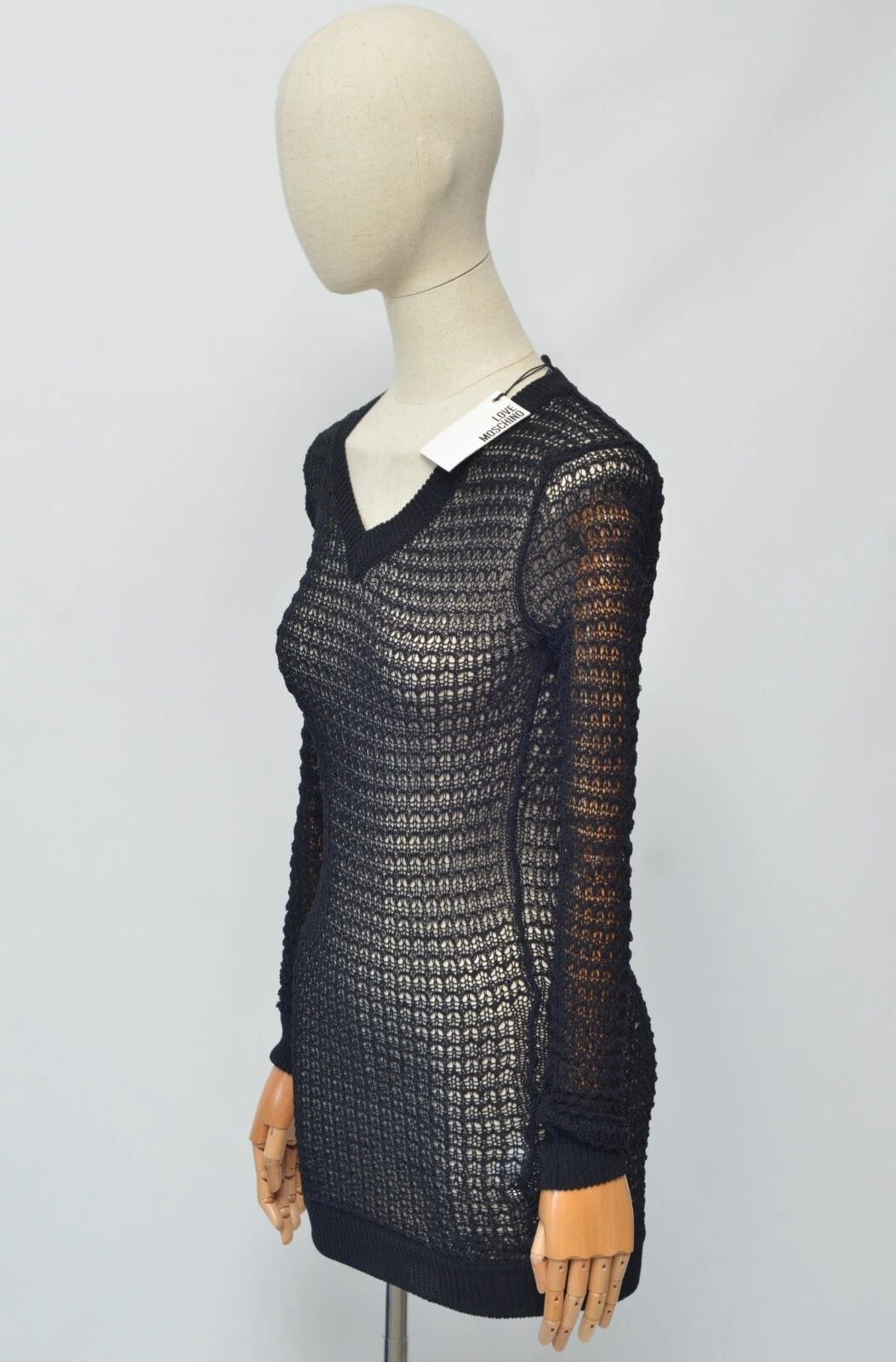 Love Moschino Lusso NUOVO! Abito donna nero in maglia taglia XS